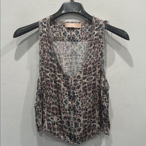 Cali by Cali Dreaming animal print silk top blouse tank size small brown black
